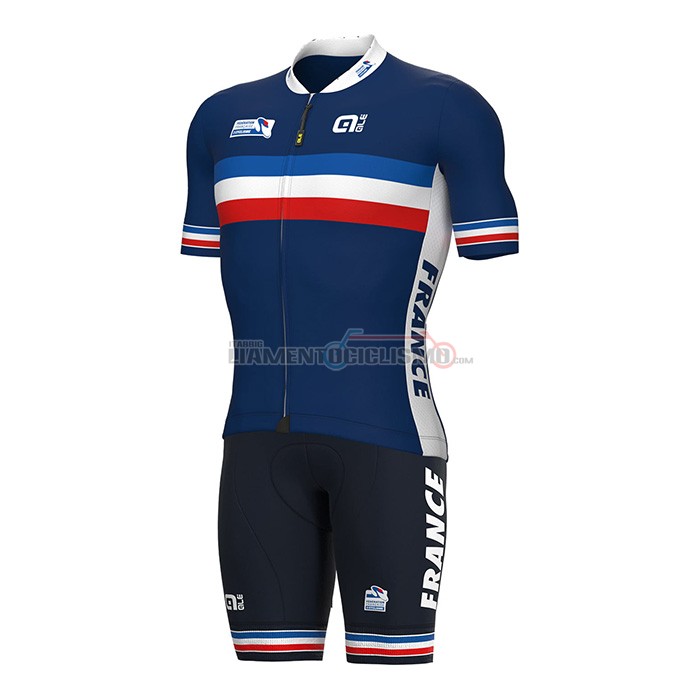 Abbigliamento Ciclismo Francia Manica Corta 2022 Blu